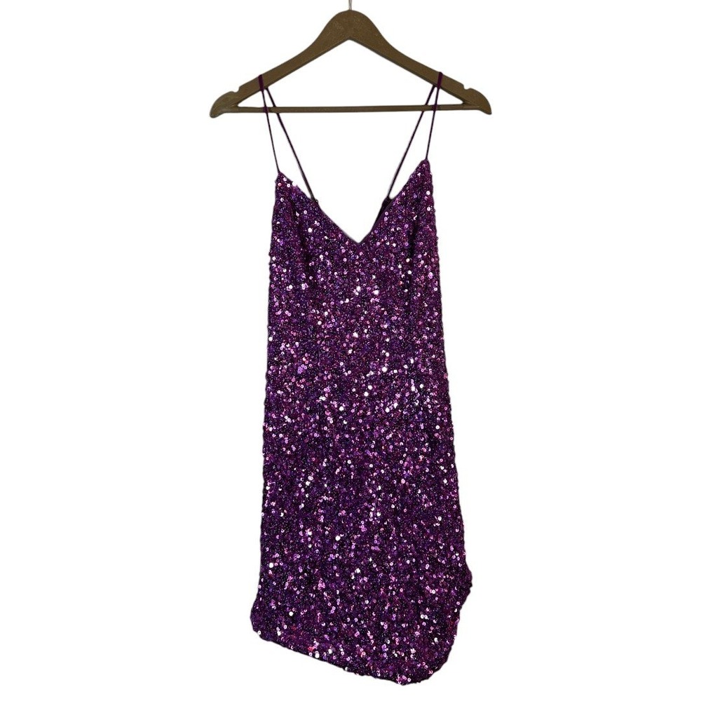 NWT Jules & Cleo Sequin Short Dress W V NCK Pink Sparkly Cocktail Mini Size 12